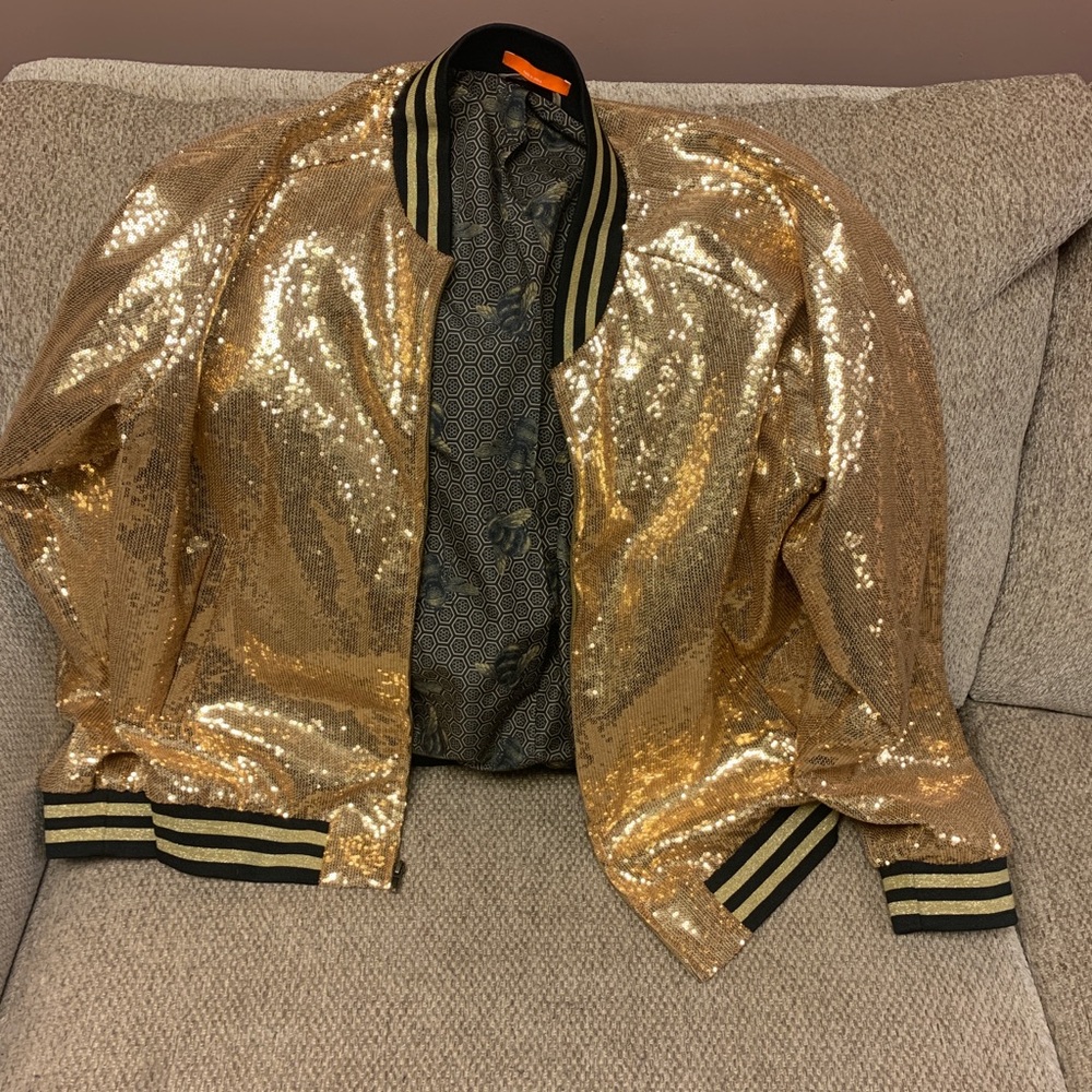 Gold Sequined Baseball Jacket
